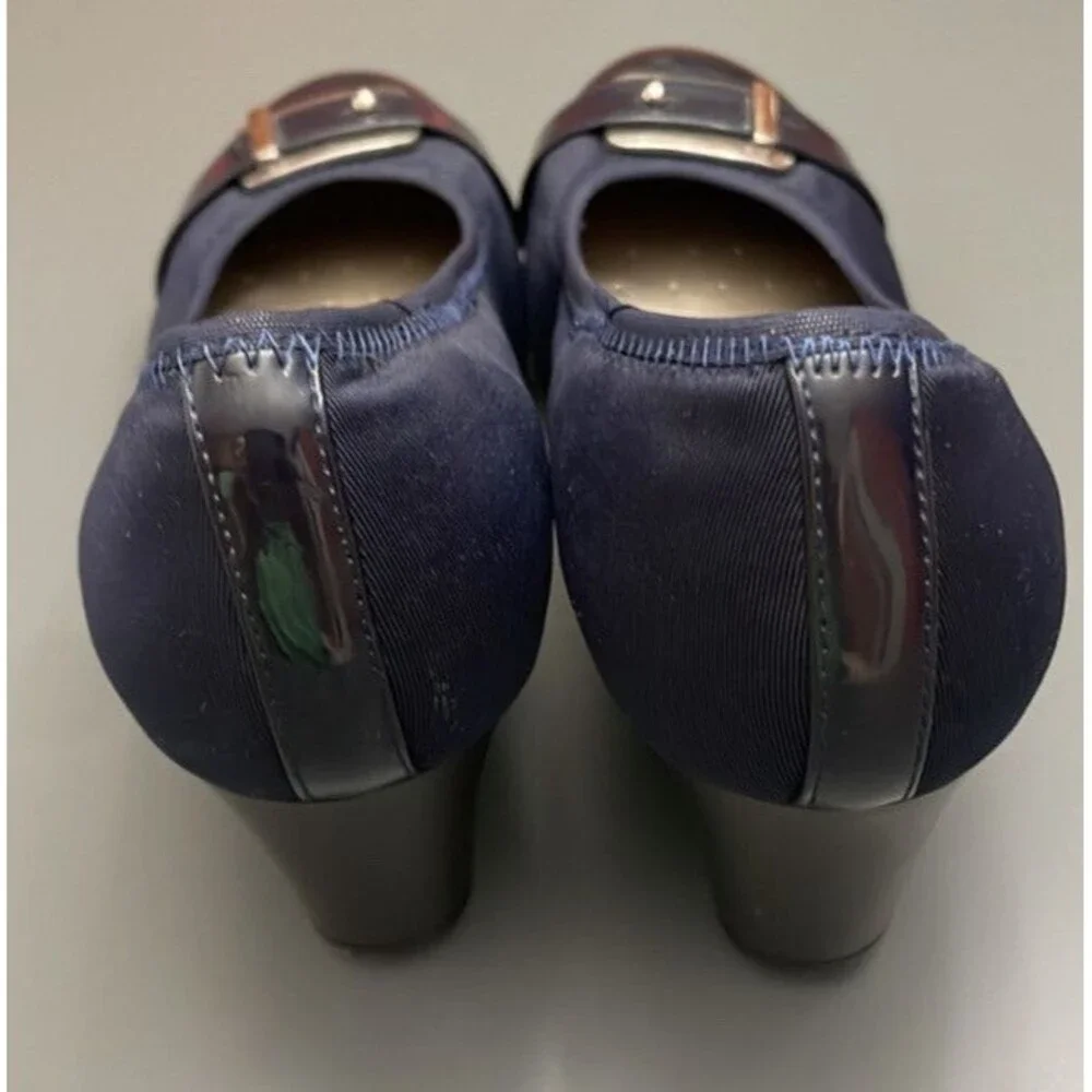 Alfani Step N Flex Heels 8.5 M Carterr Wedge Pump Blue/Black Career Shoes Offic